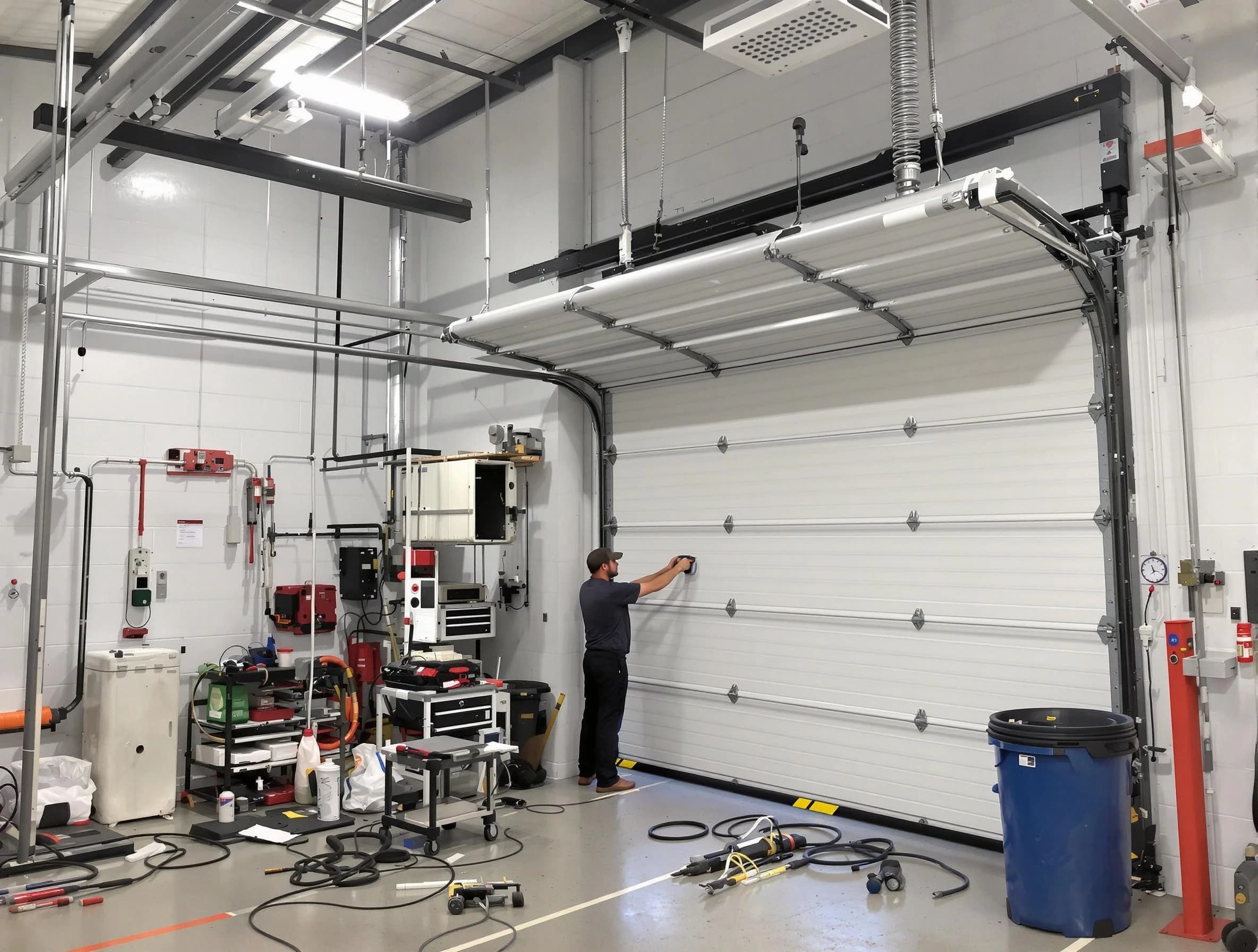 Helena Garage Door Repair certified technician performing commercial door repair at a Helena business facility