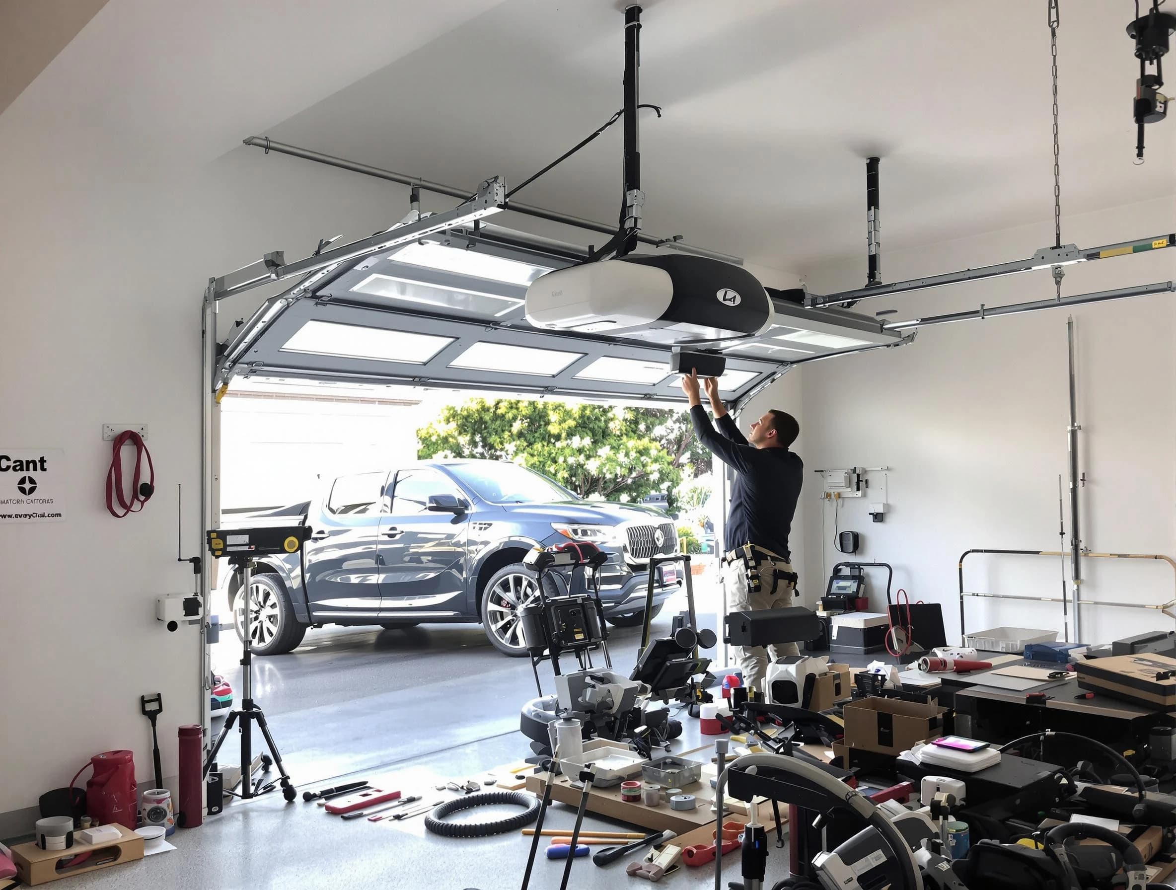 Helena Garage Door Repair specialist installing smart garage door opener system in Helena home