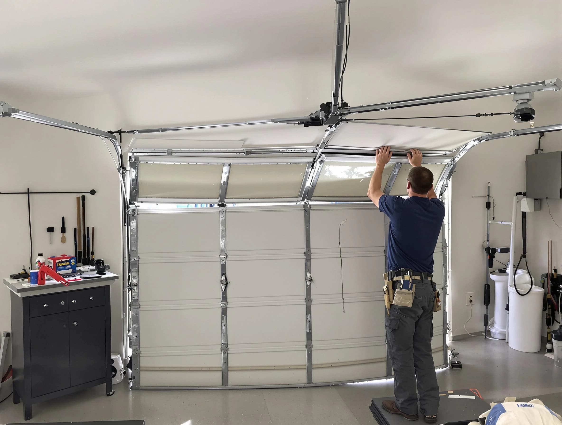 Helena Garage Door Repair specialist performing precise section replacement on Helena garage door