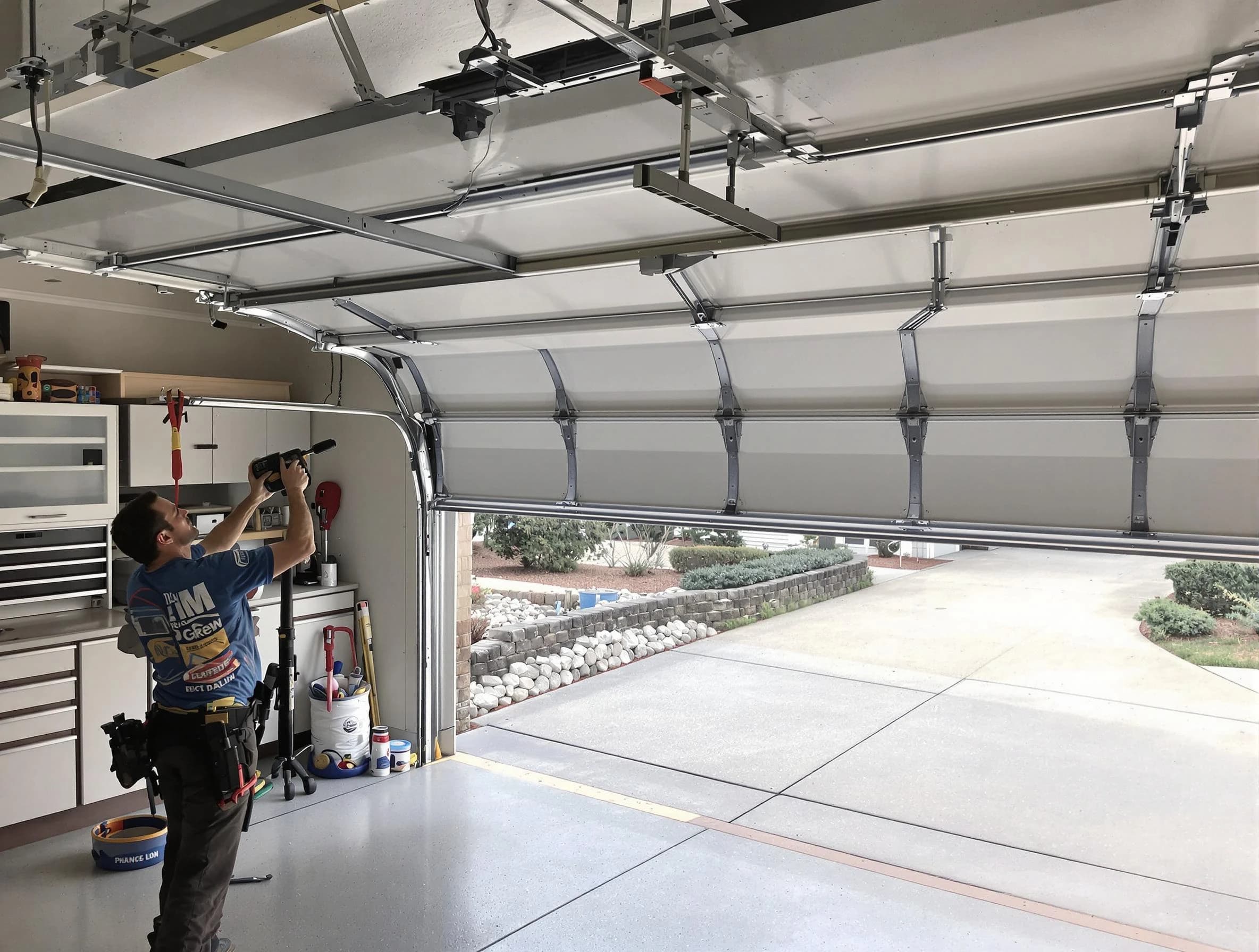 Garage door track repair service by Helena Garage Door Repair in Helena