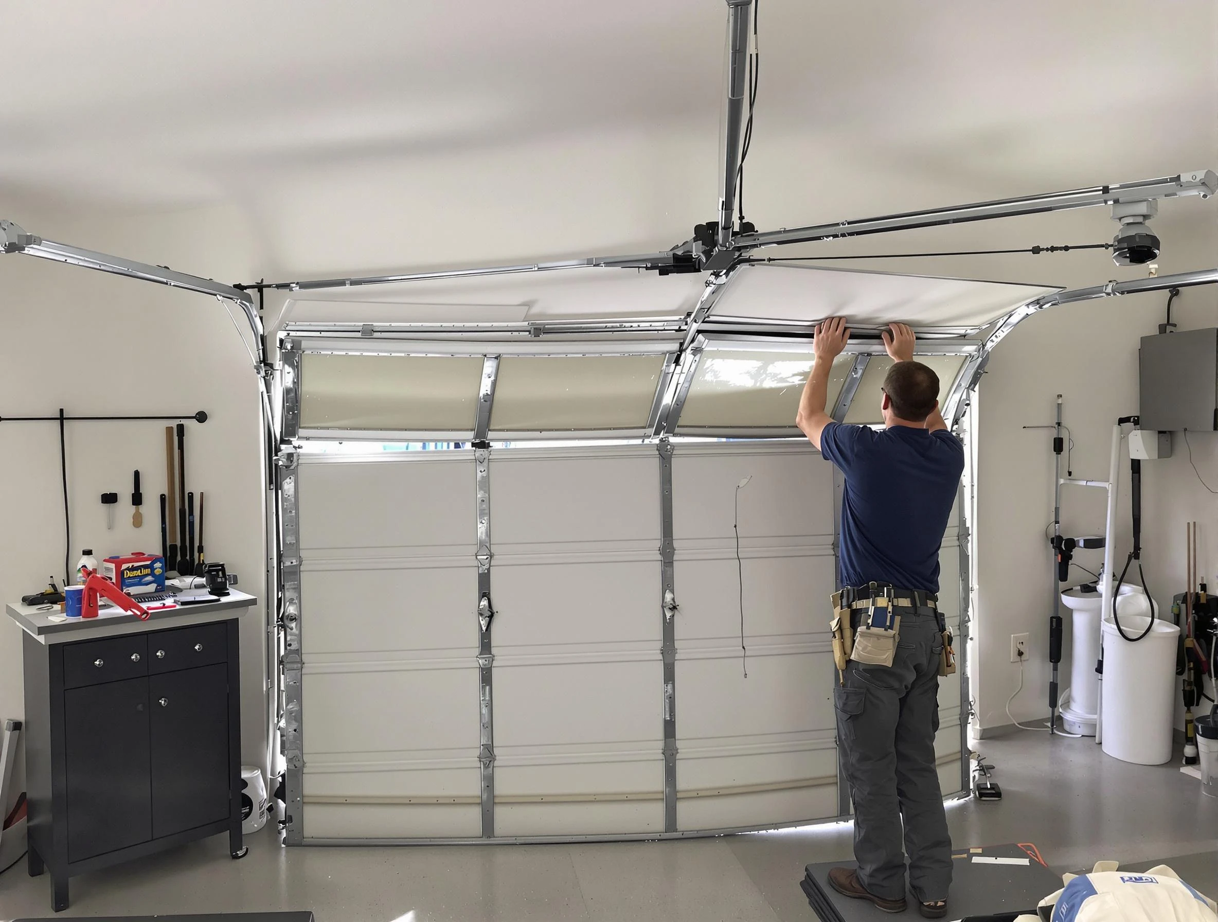 Helena Garage Door Repair specialist performing precise section replacement on Helena garage door