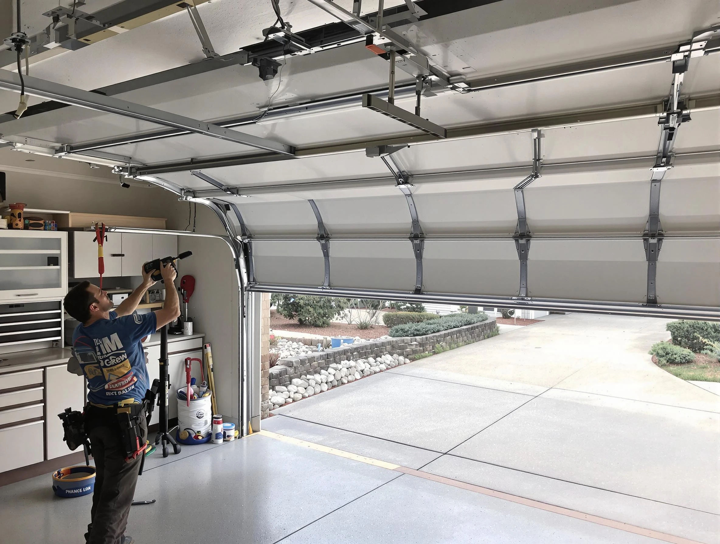 Garage door track repair service by Helena Garage Door Repair in Helena